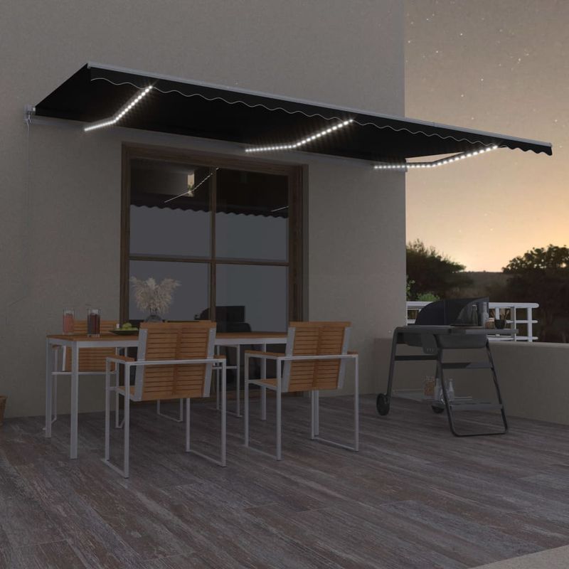 Casa si Gradina - Gradina si terasa - Umbrele si pavilioane - Pavilioane - Copertina retractabila manual cu LED, antracit/alb, 600 x 300 cm - Infinity.ro