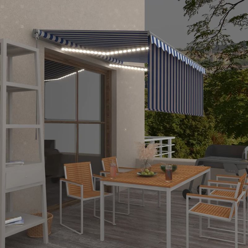 Casa si Gradina - Gradina si terasa - Umbrele si pavilioane - Pavilioane - Copertina retractabila manual cu stor/LED albastru/alb 3,5 x 2,5m - Infinity.ro