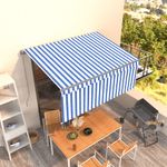 Casa si Gradina - Gradina si terasa - Umbrele si pavilioane - Pavilioane - Copertina retractabila manual cu stor, albastru/alb, 3,5 x 2,5 m, mărime 3,5x2,5 m - Infinity.ro