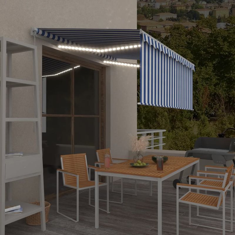 Casa si Gradina - Gradina si terasa - Umbrele si pavilioane - Pavilioane - Copertina retractabila manual cu stor/LED albastru/alb 3,5 x 2,5m - Infinity.ro