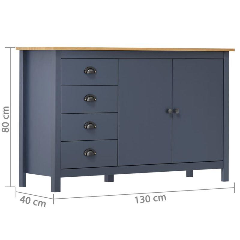 Casa si Gradina - Mobilier - Comode si corpuri - Comode - Servanta Hill, 130 x 40 x 80 cm, gri, lemn masiv de pin - Infinity.ro