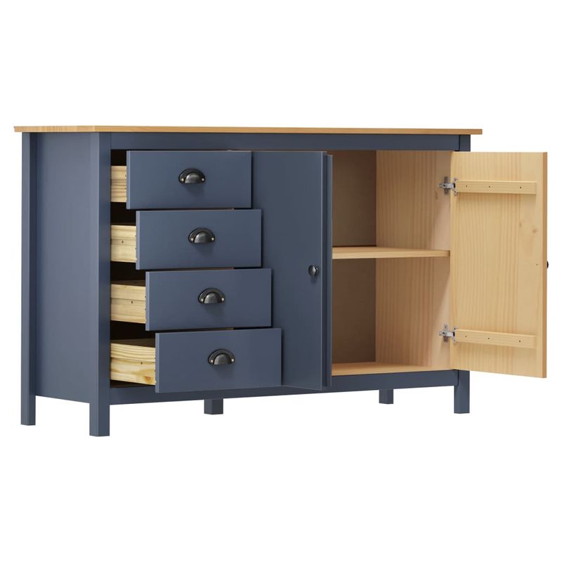 Casa si Gradina - Mobilier - Comode si corpuri - Comode - Servanta Hill, 130 x 40 x 80 cm, gri, lemn masiv de pin - Infinity.ro