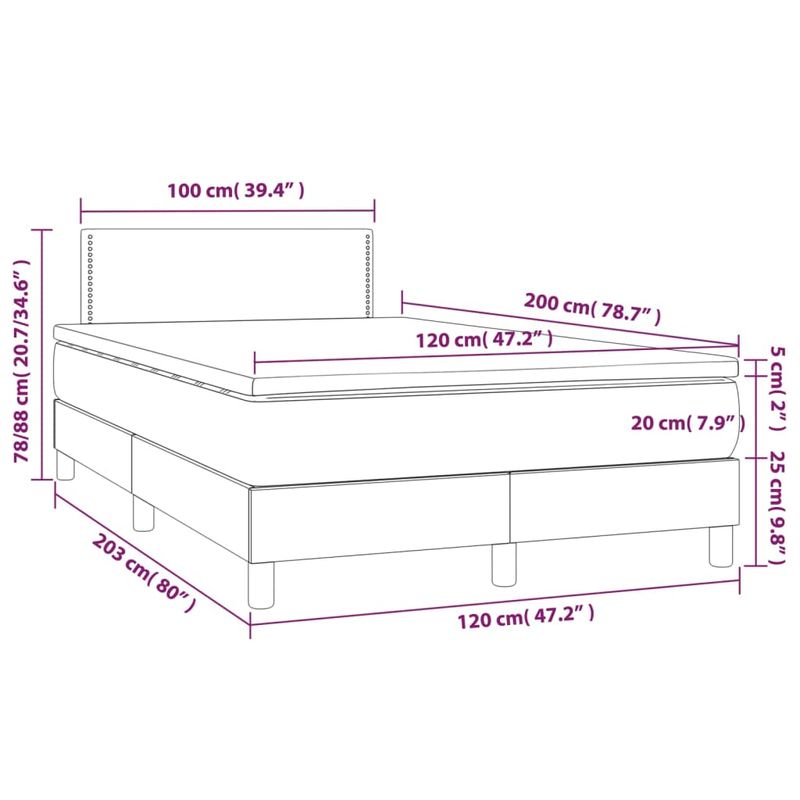 Casa si Gradina - Mobilier - Paturi si accesorii - Paturi - Pat cu arcuri, saltea și LED, saltea și LED, albastru, 120x200 cm, catifea, model unică și cuie de tapițerie - Infinity.ro