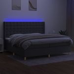 Casa si Gradina - Mobilier - Paturi si accesorii - Paturi - Pat cu arcuri, saltea si LED, gri inchis, 200x200 cm, textil - Infinity.ro