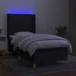 Casa si Gradina - Mobilier - Paturi si accesorii - Paturi - Pat cu arcuri, saltea si LED, negru, 90x190 cm, textil - Infinity.ro