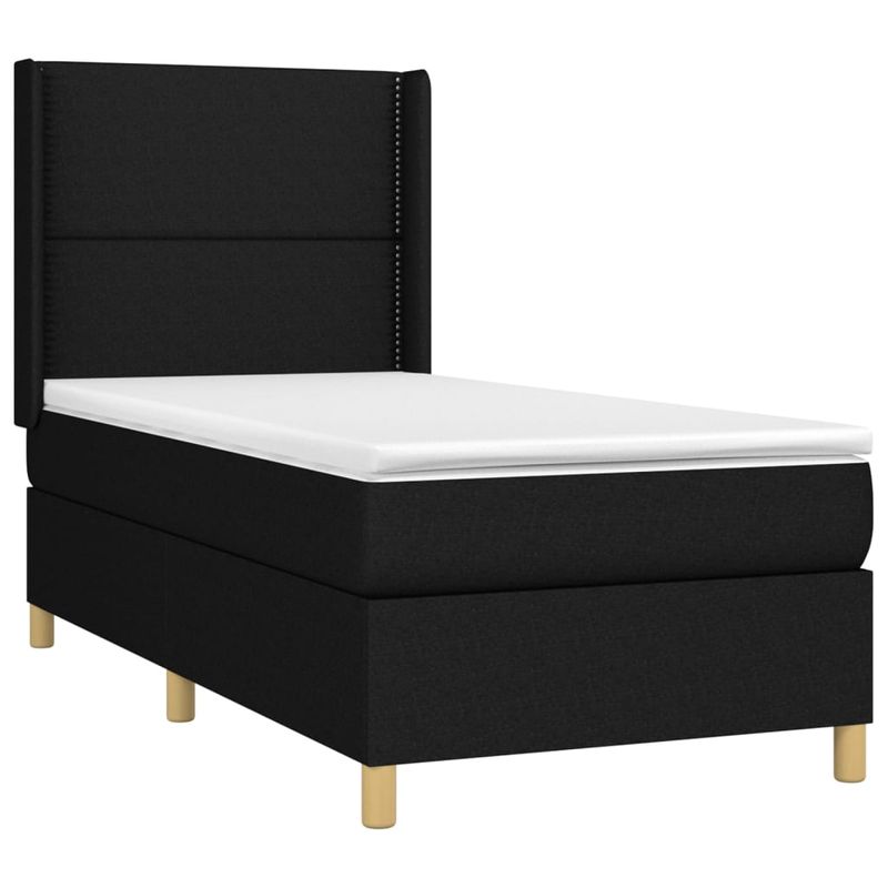 Casa si Gradina - Mobilier - Paturi si accesorii - Paturi - Pat cu arcuri, saltea si LED, negru, 90x190 cm, textil - Infinity.ro