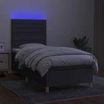 Casa si Gradina - Mobilier - Paturi si accesorii - Paturi - Pat cu arcuri, saltea si LED, gri inchis, 90x190 cm, textil - Infinity.ro
