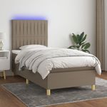 Casa si Gradina - Mobilier - Paturi si accesorii - Paturi - Pat cu arcuri, saltea si LED, gri taupe, 80x200 cm, textil - Infinity.ro