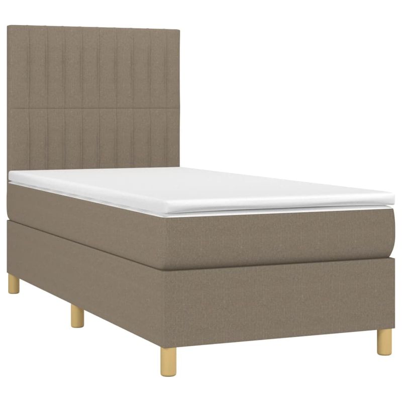 Casa si Gradina - Mobilier - Paturi si accesorii - Paturi - Pat cu arcuri, saltea si LED, gri taupe, 80x200 cm, textil - Infinity.ro