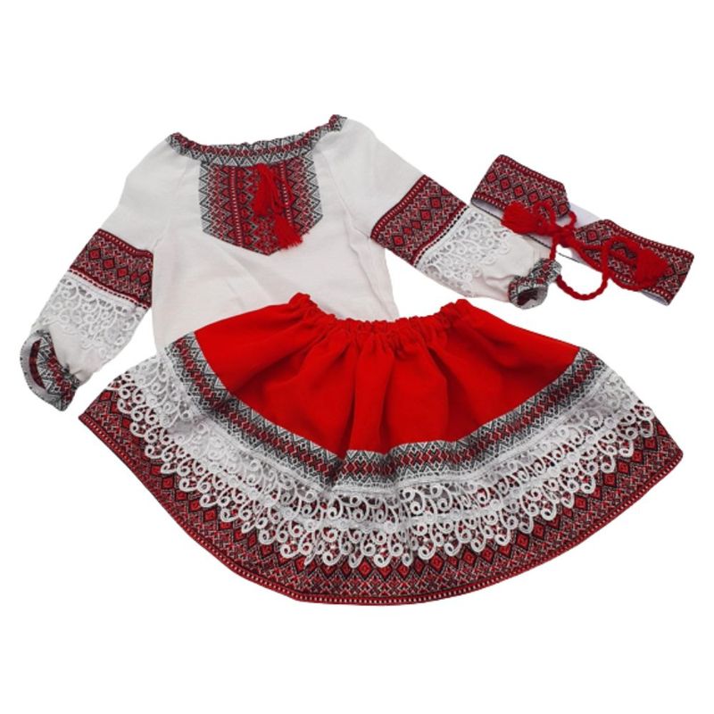 Jucarii, Copii si Bebe - Jucarii si jocuri - Jucarii de rol - Masti si costume copii - Costum Popular Muntenia pentru fete, rosu 8 ani 128 cm - Infinity.ro