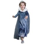 Jucarii, Copii si Bebe - Jucarii si jocuri - Jucarii de rol - Masti si costume copii - Costum Elsa cu guler blana pentru fete 5-7 ani 110-120 cm - Infinity.ro