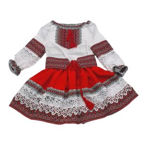 Costum Popular Muntenia pentru fete, rosu 8 ani 128 cm