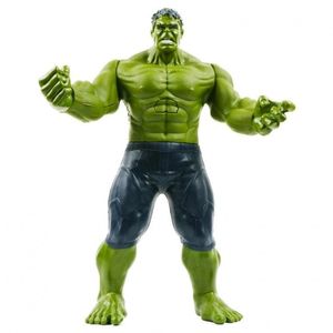 Costum Hulk clasic cu muschi si figurina 20 cm, pentru baieti 5-7 ani 110-120 cm