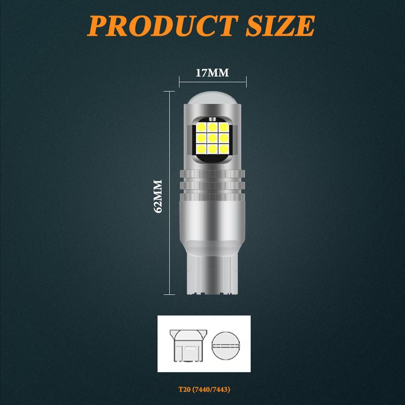 Auto si Moto - Electrice auto - Iluminare si semnalizare - Becuri auto - Set de 2 becuri led Xentech Light w21w/5w T20 24 SMD cu lupa 12-24V - Infinity.ro