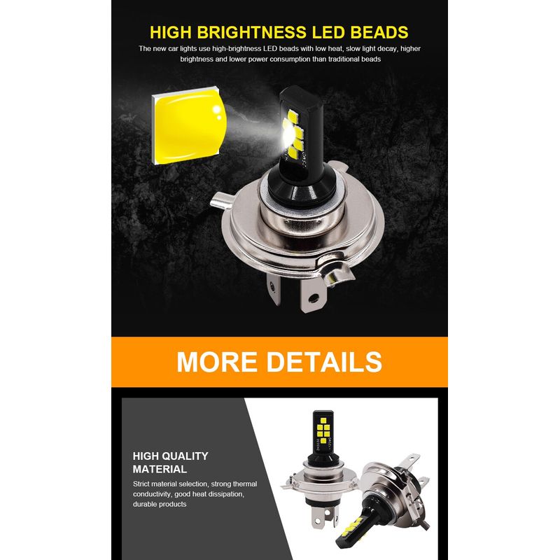 Auto si Moto - Electrice auto - Iluminare si semnalizare - Becuri auto - Set de 2 becuri led Xentech Light 12 SMD Cree H4 12W - Infinity.ro