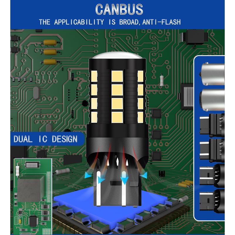 Auto si Moto - Electrice auto - Iluminare si semnalizare - Becuri auto - Set de 2 becuri led auto Xentech light W21W 27 SMD alb canbus lumina de zi 9-30V - Infinity.ro