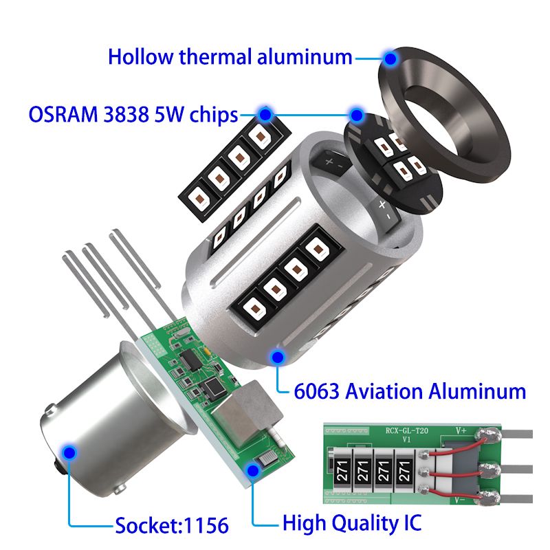 Auto si Moto - Electrice auto - Iluminare si semnalizare - Becuri auto - Set de 2 Becuri led Xentech Light 24 Smd 3838 P21w 30w/bec alb Canbus Pro - Infinity.ro