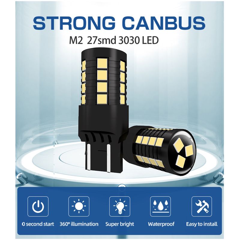 Auto si Moto - Electrice auto - Iluminare si semnalizare - Becuri auto - Set de 2 becuri led auto Xentech light W21W 27 SMD alb canbus lumina de zi 9-30V - Infinity.ro