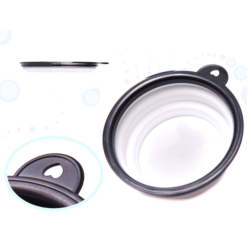 Petshop - Accesorii petshop - Castroane si adapatori - Bol pliabil de voiaj pentru caini si pisici, din silicon, diametru 12 cm, alb - Infinity.ro