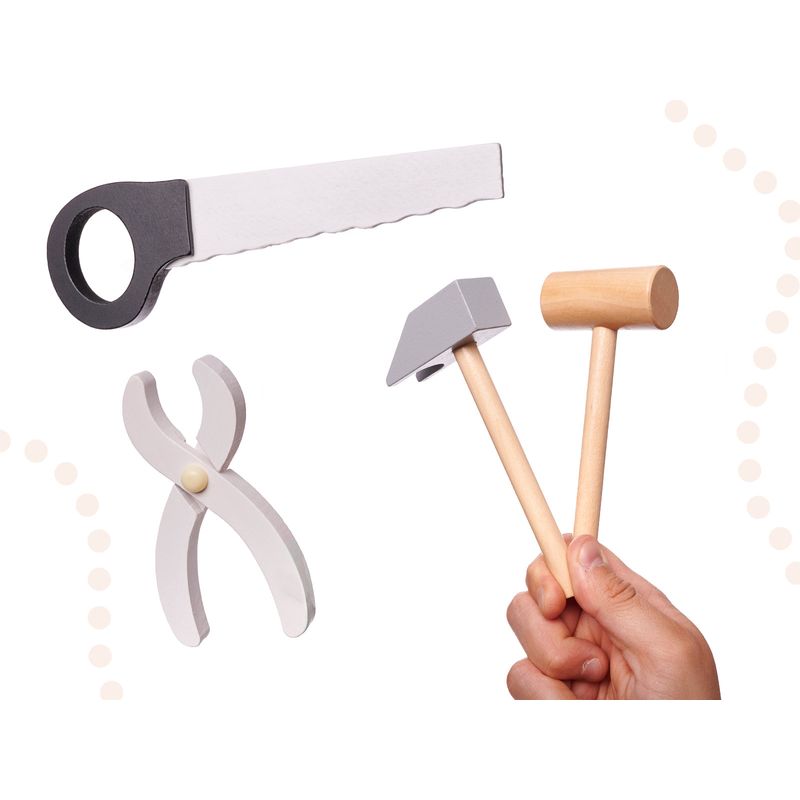 Jucarii, Copii si Bebe - Jucarii si jocuri - Jucarii de rol - Ateliere si bancuri de lucru - Set atelier pentru copii, cutie cu scule din lemn, 21 x 8,5 x 29,5 cm - Infinity.ro