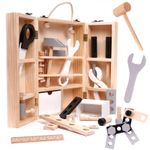 Jucarii, Copii si Bebe - Jucarii si jocuri - Jucarii de rol - Ateliere si bancuri de lucru - Set atelier pentru copii, cutie cu scule din lemn, 21 x 8,5 x 29,5 cm - Infinity.ro