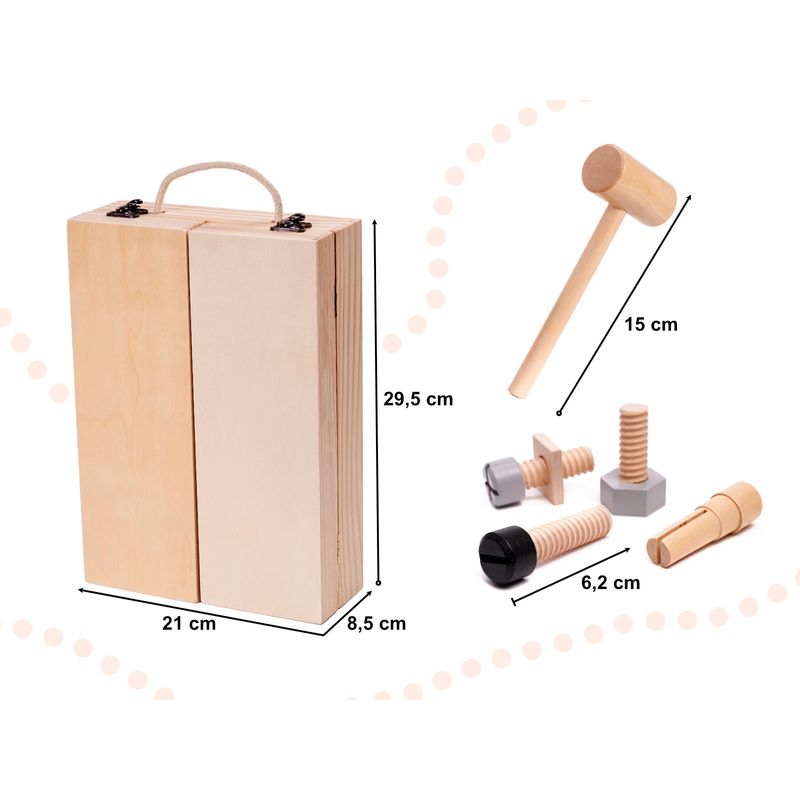 Jucarii, Copii si Bebe - Jucarii si jocuri - Jucarii de rol - Ateliere si bancuri de lucru - Set atelier pentru copii, cutie cu scule din lemn, 21 x 8,5 x 29,5 cm - Infinity.ro