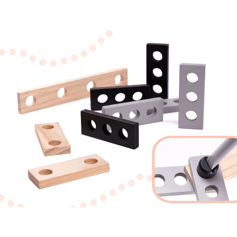 Jucarii, Copii si Bebe - Jucarii si jocuri - Jucarii de rol - Ateliere si bancuri de lucru - Set atelier pentru copii, cutie cu scule din lemn, 21 x 8,5 x 29,5 cm - Infinity.ro