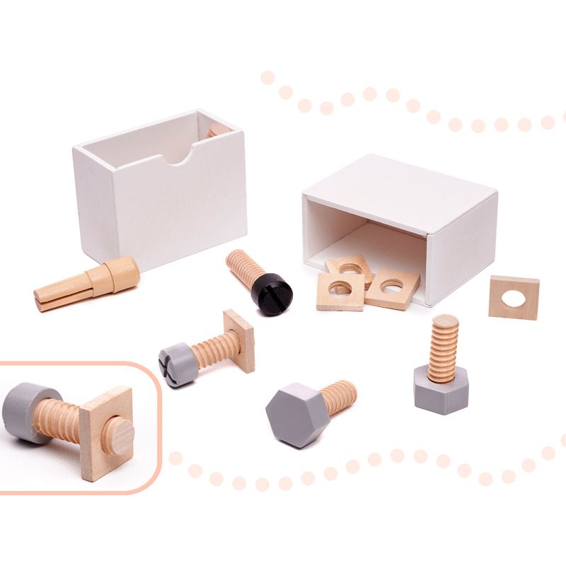 Jucarii, Copii si Bebe - Jucarii si jocuri - Jucarii de rol - Ateliere si bancuri de lucru - Set atelier pentru copii, cutie cu scule din lemn, 21 x 8,5 x 29,5 cm - Infinity.ro