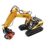 Jucarii, Copii si Bebe - Jucarii si jocuri - Jucarii & jocuri educative - Jucarii interactive - KIK H-TOYS excavator cu graifer, telecomanda, 16CH, 2.4GHZ, scara 1:14, negru/galben - Infinity.ro