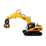 Jucarii, Copii si Bebe - Jucarii si jocuri - Jucarii & jocuri educative - Jucarii interactive - KIK H-TOYS excavator cu graifer, telecomanda, 16CH, 2.4GHZ, scara 1:14, negru/galben - Infinity.ro