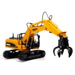 Jucarii, Copii si Bebe - Jucarii si jocuri - Jucarii & jocuri educative - Jucarii interactive - KIK H-TOYS excavator cu graifer, telecomanda, 16CH, 2.4GHZ, scara 1:14, negru/galben - Infinity.ro