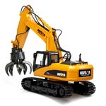 Jucarii, Copii si Bebe - Jucarii si jocuri - Jucarii & jocuri educative - Jucarii interactive - KIK H-TOYS excavator cu graifer, telecomanda, 16CH, 2.4GHZ, scara 1:14, negru/galben - Infinity.ro
