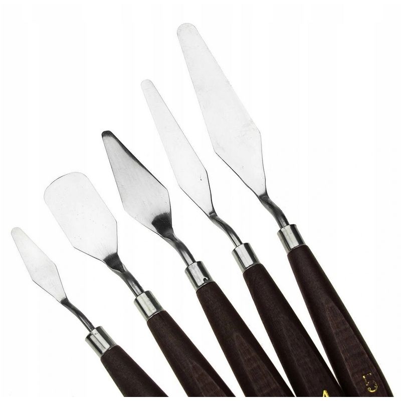 Carti si Birotica - Rechizite - Pictura si desen - Pensule si accesorii pictura - Set spatule pentru pictat, 5 buc, maner 10.5 cm, visiniu/argintiu - Infinity.ro