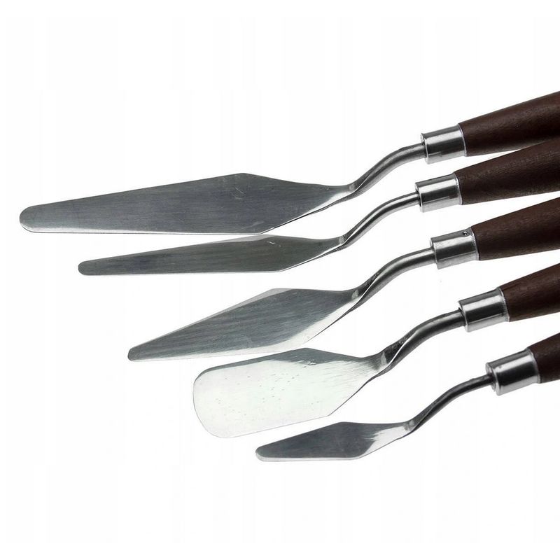 Carti si Birotica - Rechizite - Pictura si desen - Pensule si accesorii pictura - Set spatule pentru pictat, 5 buc, maner 10.5 cm, visiniu/argintiu - Infinity.ro