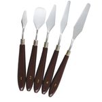 Carti si Birotica - Rechizite - Pictura si desen - Pensule si accesorii pictura - Set spatule pentru pictat, 5 buc, maner 10.5 cm, visiniu/argintiu - Infinity.ro
