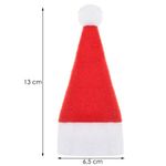 Casa si Gradina - Decoratiuni - Decoratiuni de sezon - Set mini caciulite Mos Craciun pentru sticle sau tacamuri, 10 bucati, stofa, 13 x 6.5 cm, rosu / alb - Infinity.ro