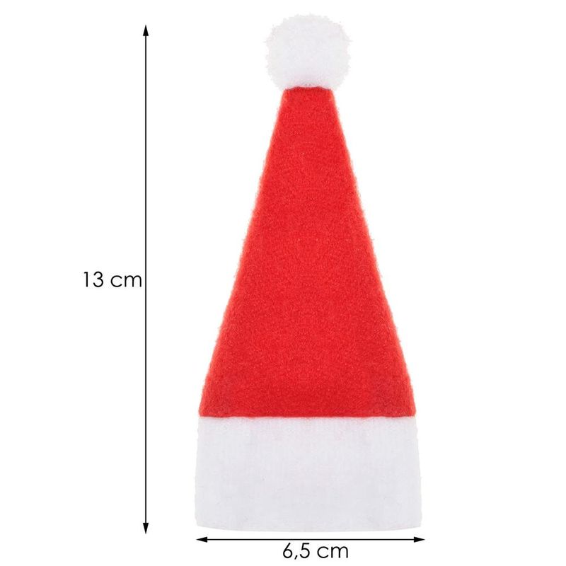 Casa si Gradina - Decoratiuni - Decoratiuni de sezon - Set mini caciulite Mos Craciun pentru sticle sau tacamuri, 10 bucati, stofa, 13 x 6.5 cm, rosu / alb - Infinity.ro