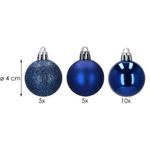 Casa si Gradina - Decoratiuni - Decoratiuni de sezon - Set 20 globuri de Craciun, 4 cm, mat, sclipici, stralucitor, albastru - Infinity.ro