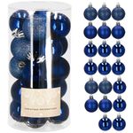 Casa si Gradina - Decoratiuni - Decoratiuni de sezon - Set 20 globuri de Craciun, 4 cm, mat, sclipici, stralucitor, albastru - Infinity.ro