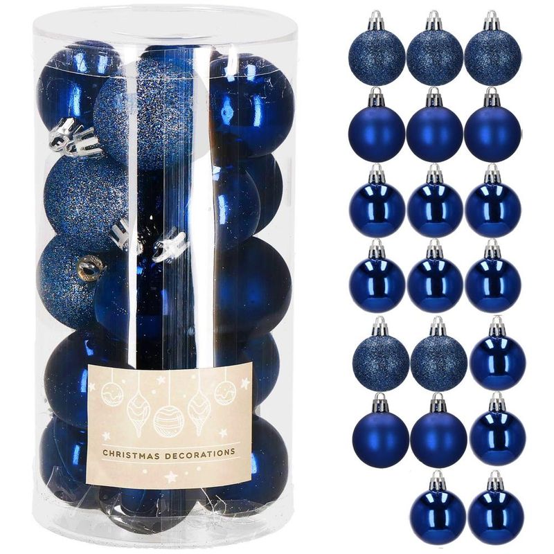 Casa si Gradina - Decoratiuni - Decoratiuni de sezon - Set 20 globuri de Craciun, 4 cm, mat, sclipici, stralucitor, albastru - Infinity.ro