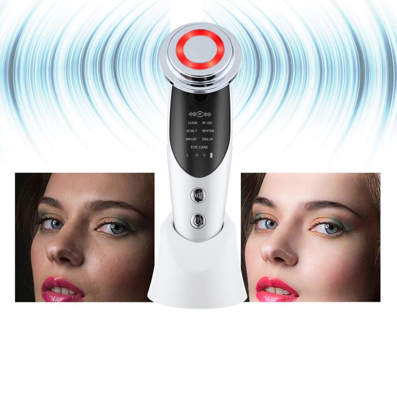 Ingrijire personala si Cosmetice - Aparate & accesorii ingrijire personala - Aparate cosmetice - Aparate intretinere si ingrijire corporala - Aparat premium pentru tratament facial si intinerirea pielii 5 in 1, LED,  Lifting, Anti Rid, vibratii EMS, Microcurent, Masaj facial, Alb - Infinity.ro