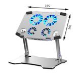 Laptop, Telefoane si Tablete - Tablete si accesorii tablete - Accesorii Tablete - Alte accesorii tablete - Suport premium pentru tableta sau telefon, 1x USB C, 2x USB A,  4 ventilatoare, buton on/off, unghi reglabil, pliabil, aluminiu - Infinity.ro