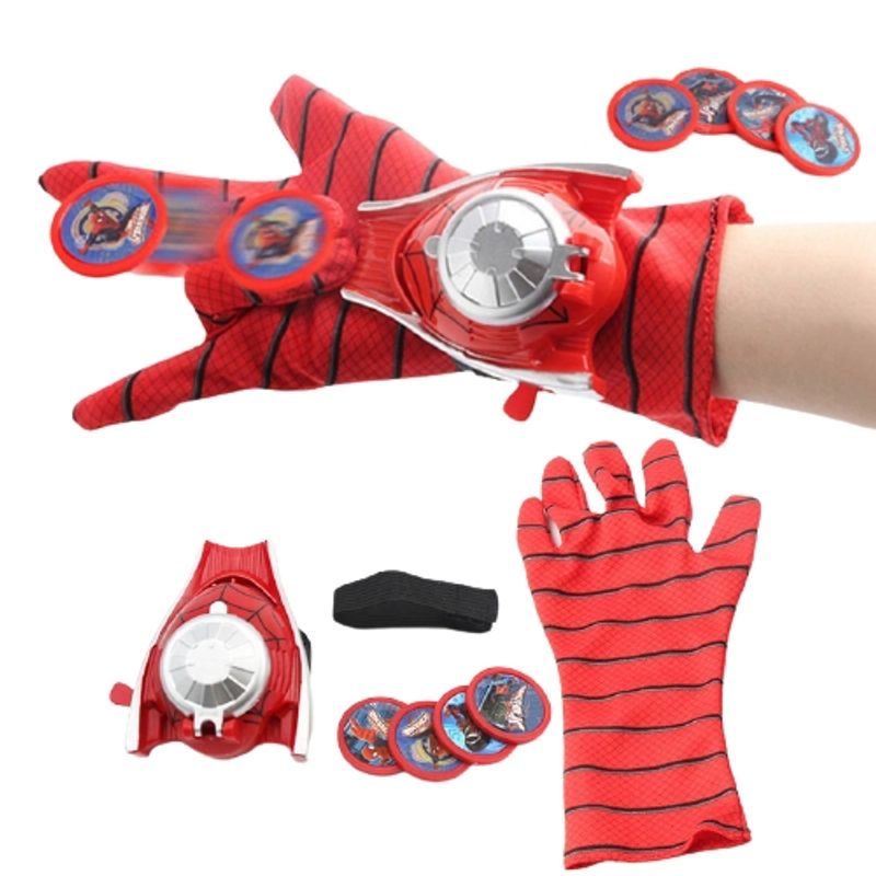 Jucarii, Copii si Bebe - Jucarii si jocuri - Jucarii de rol - Masti si costume copii - Set costum clasic Spiderman si doua lansatoare cu discuri si ventuze burete copii 110 - 120 cm 5-7 ani - Infinity.ro