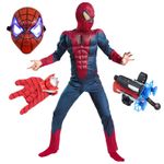 Jucarii, Copii si Bebe - Jucarii si jocuri - Jucarii de rol - Masti si costume copii - Set costum Spiderman cu muschi si accesorii pentru baieti 100-110 cm 3-5 ani - Infinity.ro