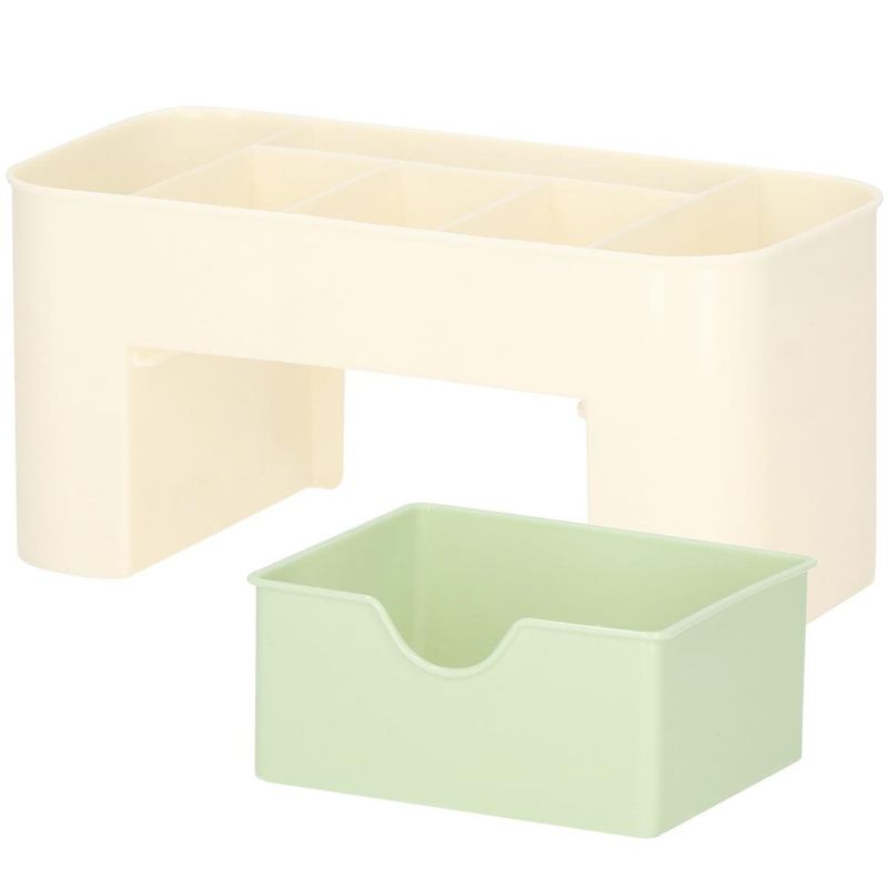 Fashion, accesorii si bijuterii - Femei - Bijuterii femei - Cutii bijuterii - Organizator pentru cosmetice, bijuterii si ceasuri, 6 compartimente si 1 sertar, crem/verde - Infinity.ro