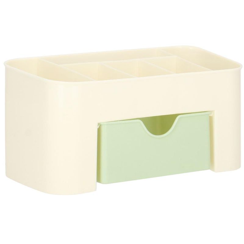 Fashion, accesorii si bijuterii - Femei - Bijuterii femei - Cutii bijuterii - Organizator pentru cosmetice, bijuterii si ceasuri, 6 compartimente si 1 sertar, crem/verde - Infinity.ro