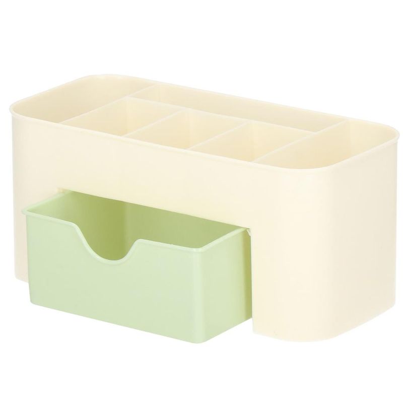 Fashion, accesorii si bijuterii - Femei - Bijuterii femei - Cutii bijuterii - Organizator pentru cosmetice, bijuterii si ceasuri, 6 compartimente si 1 sertar, crem/verde - Infinity.ro