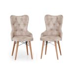 Casa si Gradina - Mobilier - Scaune si fotolii - Scaune - Scaune set 2 confort crem, picioare lemn, tapitat, stofa, ArteLemn, 52 x 55 x 96 cm - Infinity.ro