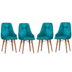 Casa si Gradina - Mobilier - Scaune si fotolii - Scaune - Scaune set 4 stella albastru, picioare lemn, tapitat, stofa, 52 x 54 x 92 cm, ArteLemn - Infinity.ro