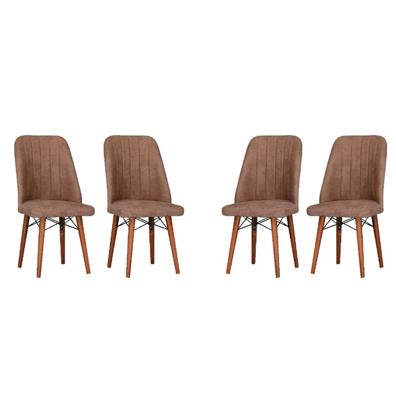 Casa si Gradina - Mobilier - Scaune si fotolii - Scaune - Scaune set 4 golden maro, picioare lemn, tapitat, stofa, 46 x 52 x 92 cm, ArteLemn - Infinity.ro